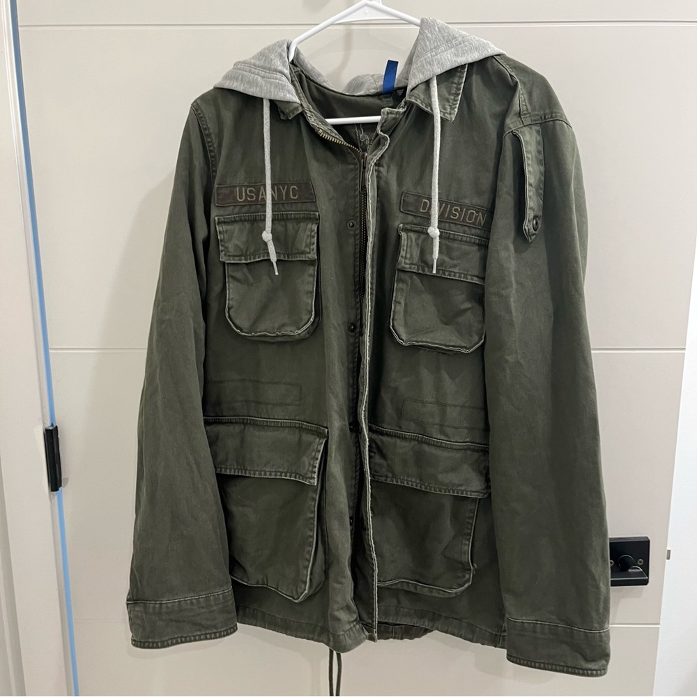 Green jacket with hood